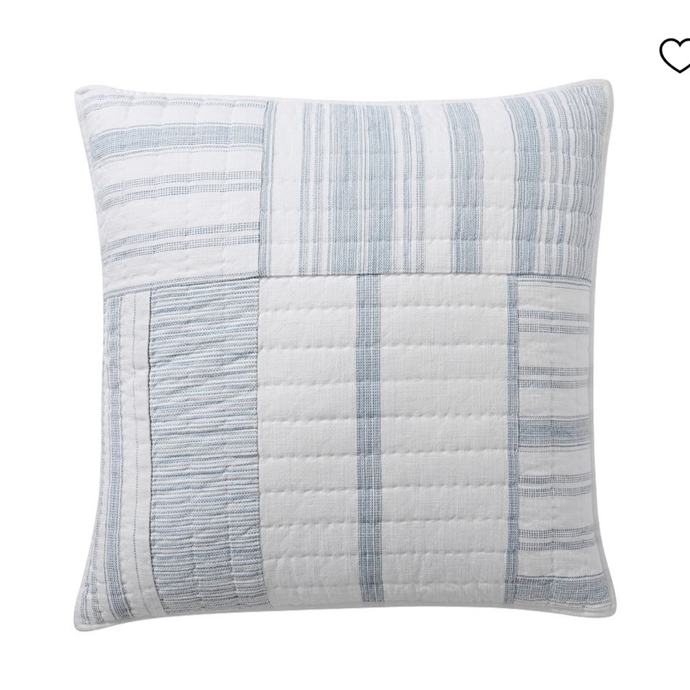 Set of 2 Pottery Barn Hawthorn Handcrafted Patchwork Cotton Quilted Shams EURO